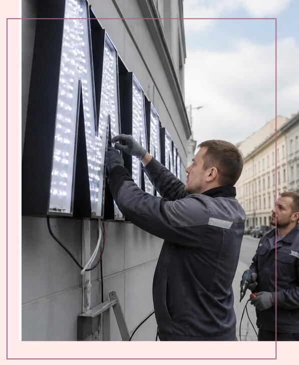 Изготовление и монтаж светодиодных LED вывесок в Красногорске